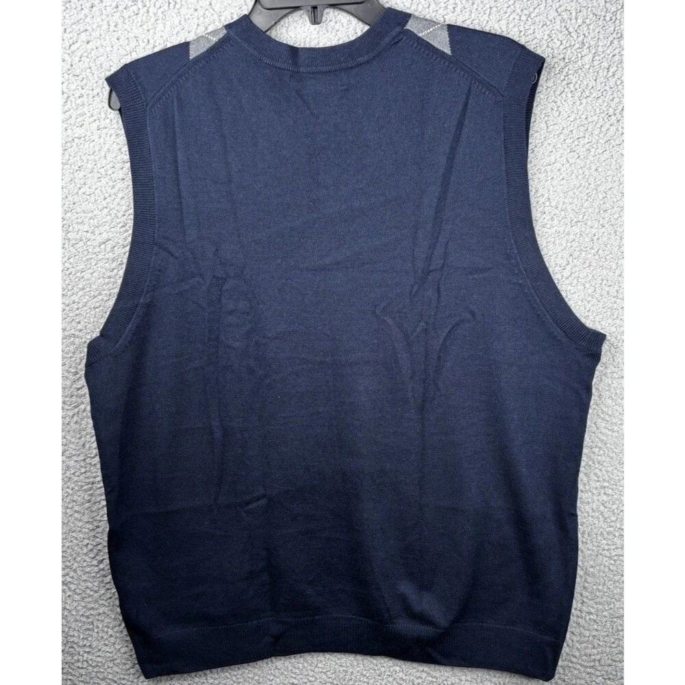 Banana Republic Sweater Vest Mens Large Argyle Diamond Silk Cashmere Blend Gray